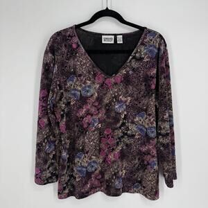 Chicos top XL dark floral vintage y2k 90s grunge office business work feminine